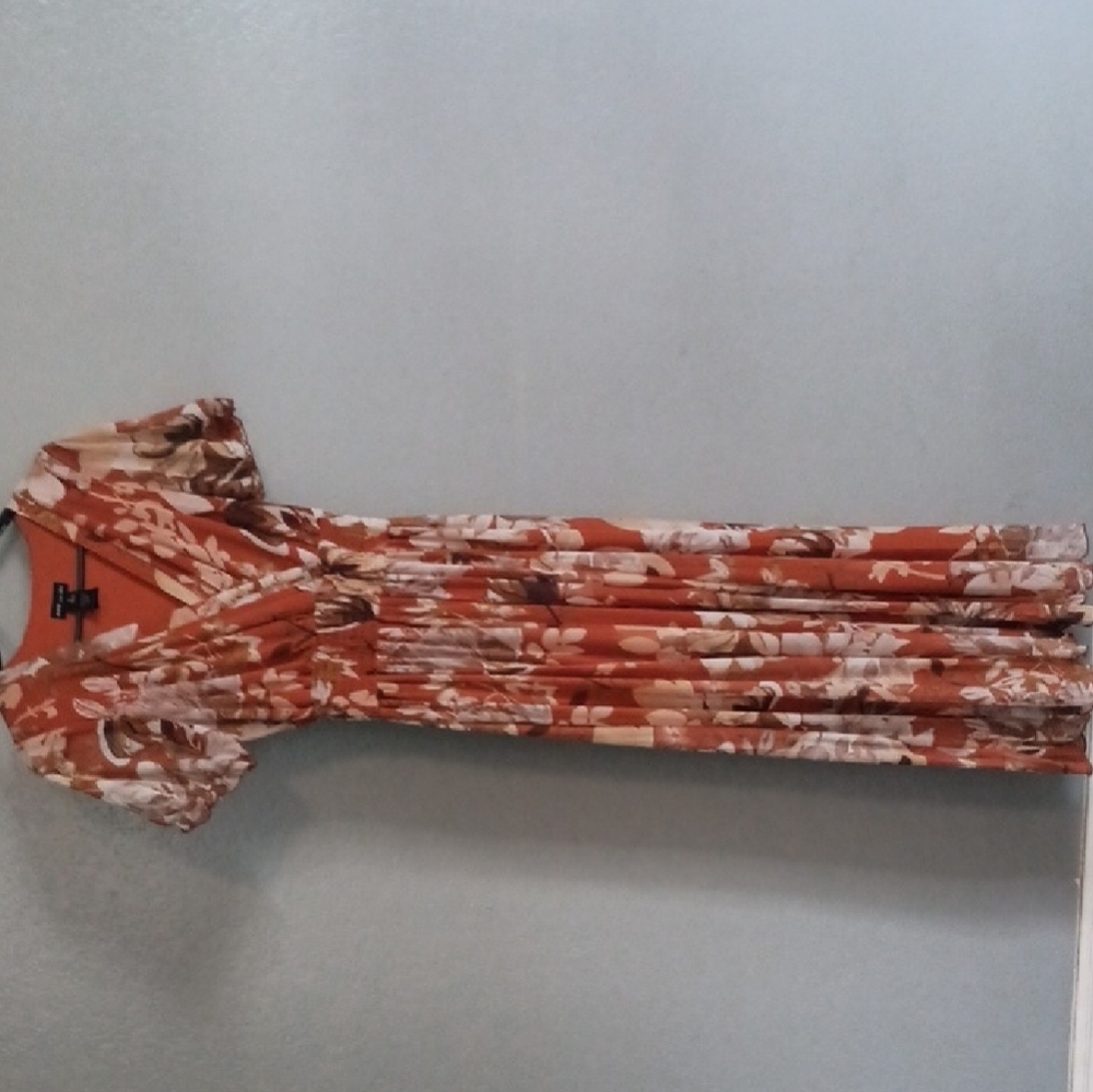 Floral Maxi Dress in Orange and Cream